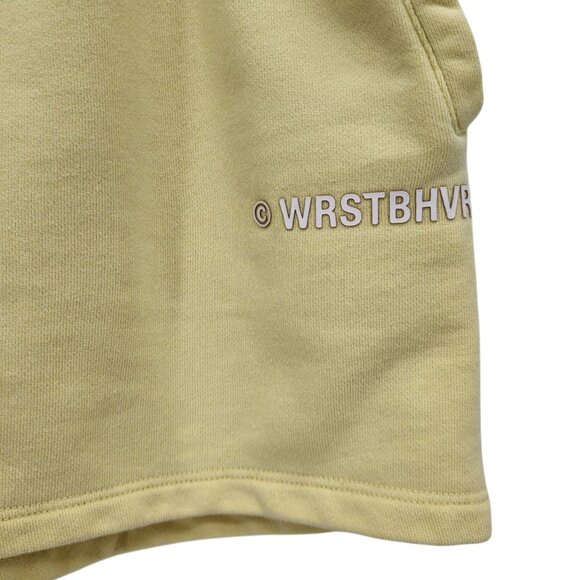 WRSTBHVR Studio Womens Medium Shorts June Pastel Yellow Sweat Gym Drawstring - Picture 2 of 11